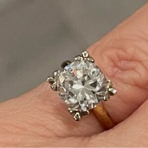 Gold and Silver Women's Ring with Crystal Accent